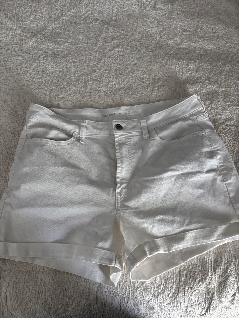 Old Navy White Denim Roll-Cuff Shorts
